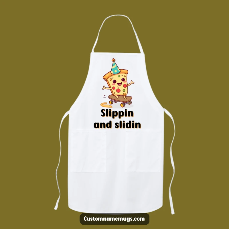 Funny Pizza Skateboarder Apron: Saucy Chef's Helper, Perfect Kitchen Funny Gift