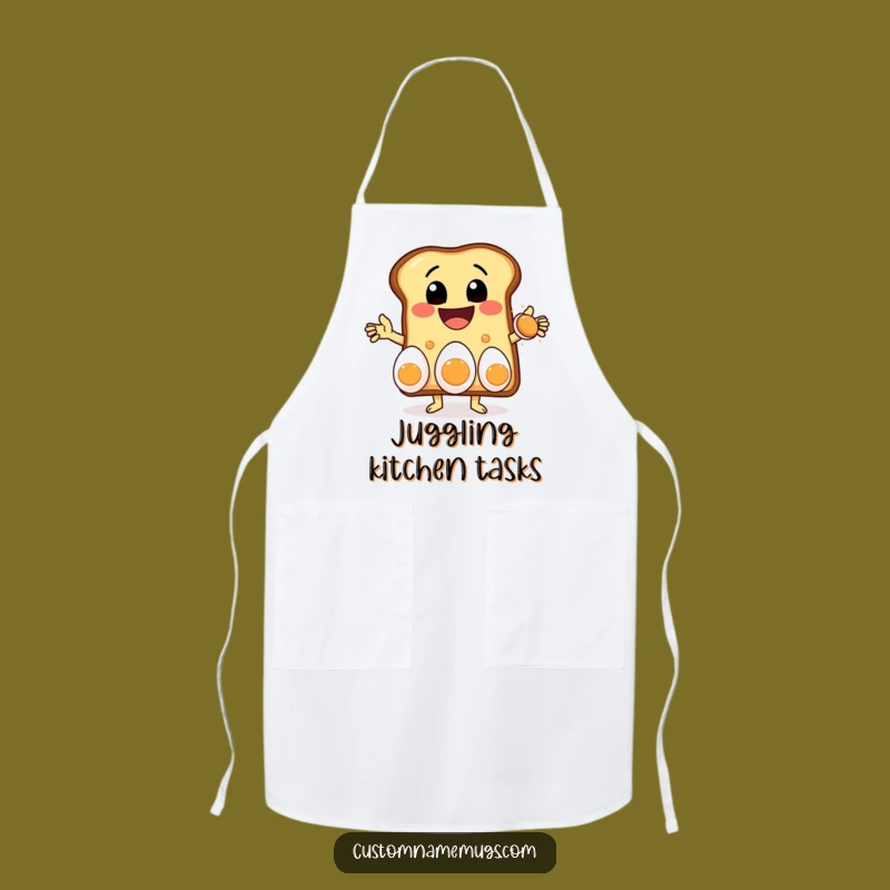 Funny Toast Juggling Apron: Breakfast Chef Helper - Hilarious Gift!