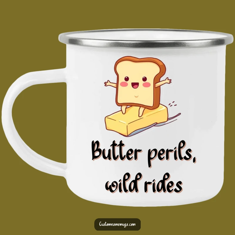 Funny Toast Surf Butter Camping Mug: Outdoor Character Drinkware for Adventurous Souls