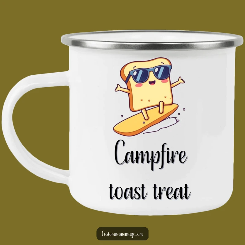 Adventure Ready Funny Kawaii Toast Surfing Camping Mug, Outdoor Beach Gift