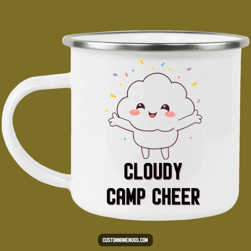 Funny Cloud Confetti Camping Mug: Outdoor Celebration - Hilarious Gift!