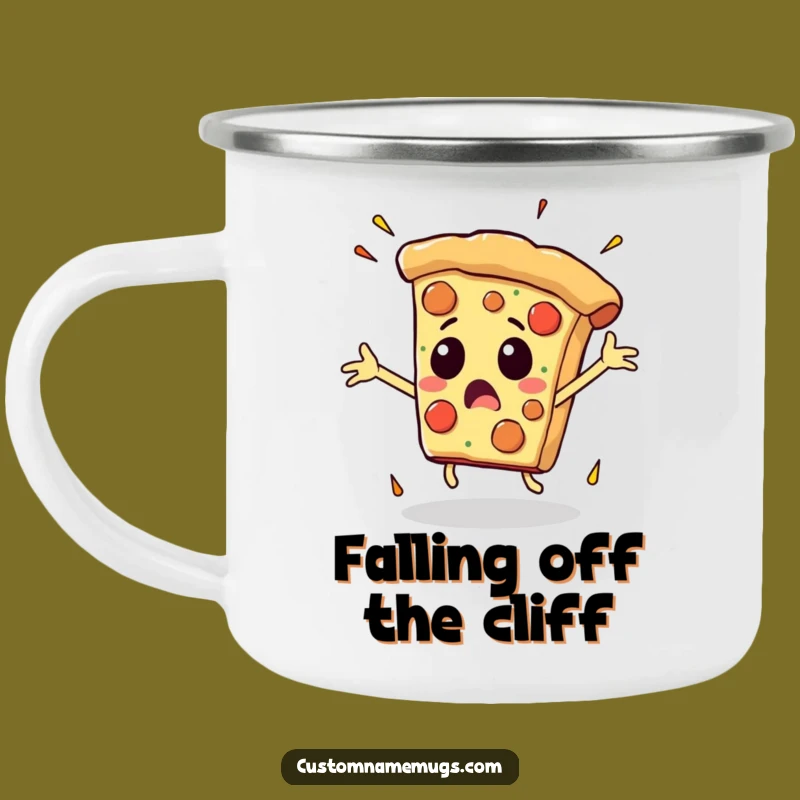 Funny Falling Pizza Camping Mug: Adventure with Hilarious Flair