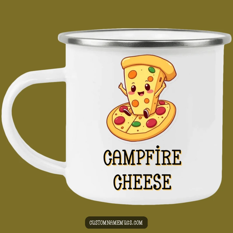 Funny Cheese Pizza Camping Mug: Delicious Adventures, Perfect Hilarious Gift for Foodies