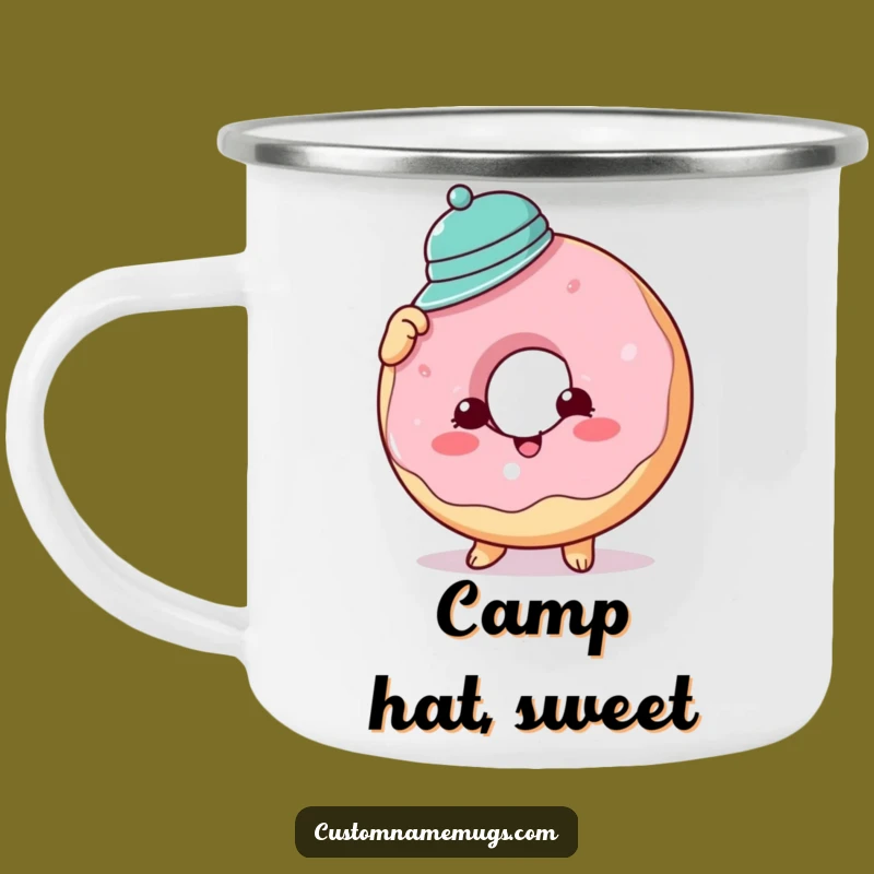 Funny Donut Hat Camping Mug: Sweet Adventures, Perfect Hilarious Gift for Treat Lovers