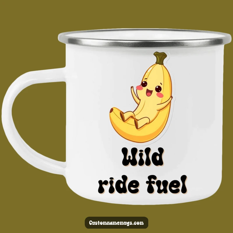 Funny Kawaii Banana Peel Slide Camping Mug: Ecstatic Adventures, Perfect Gift!