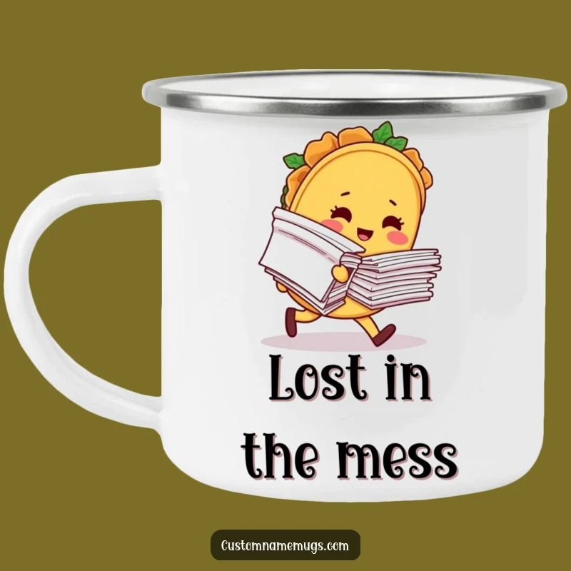 Funny Taco Tripping Enamel Mug - Hilarious Outdoor Adventure Gift!