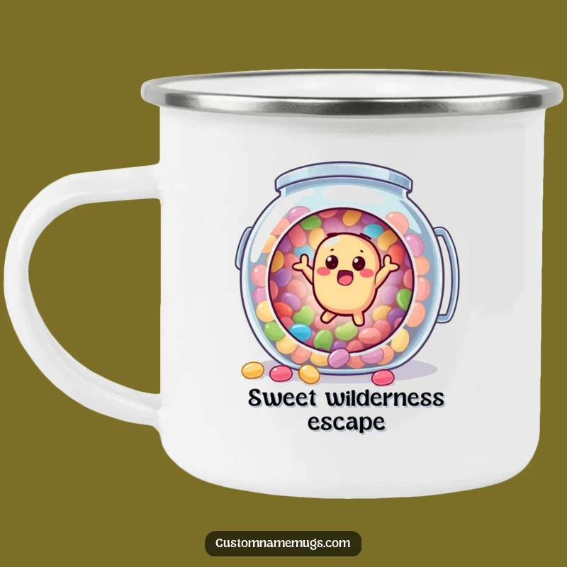 Funny Jellybean Escape Enamel Mug - Hilarious Outdoor Treat Holder Gift!