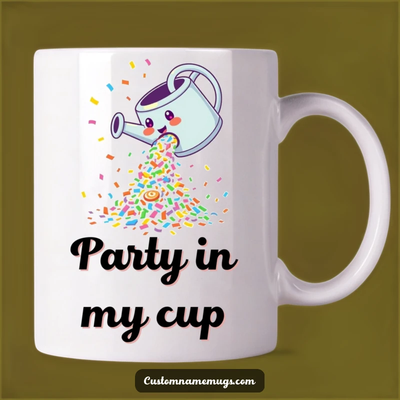 Funny Giggling Confetti Watering Can Mug: Joyful Celebration Gift for Party Lovers
