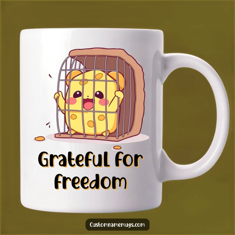Funny Kawaii Cheese Cage Escape Mug: Hilarious Dairy Lover's Gift