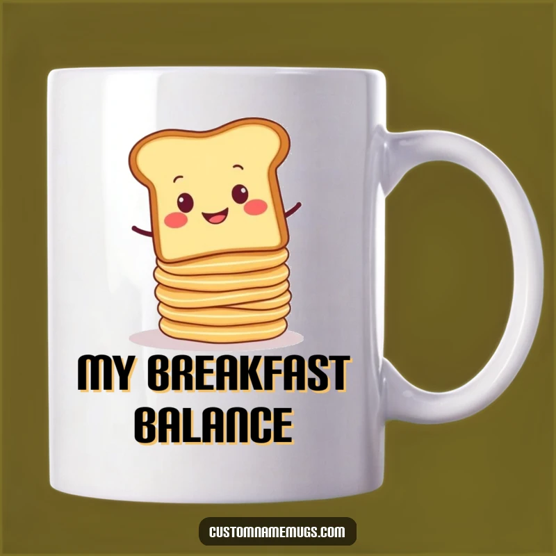 Funny Toast Pancake Mug - Humorous Breakfast Balance Gift for Foodies