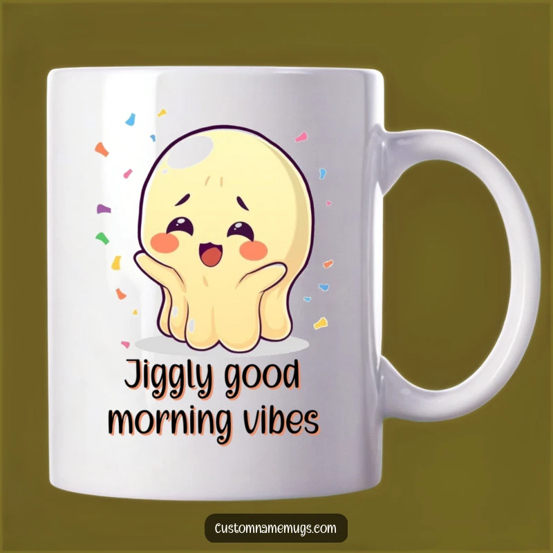Funny Wobbly Jelly Mug: Bewildered Joy, Catching Confetti, Perfect Funny Gift