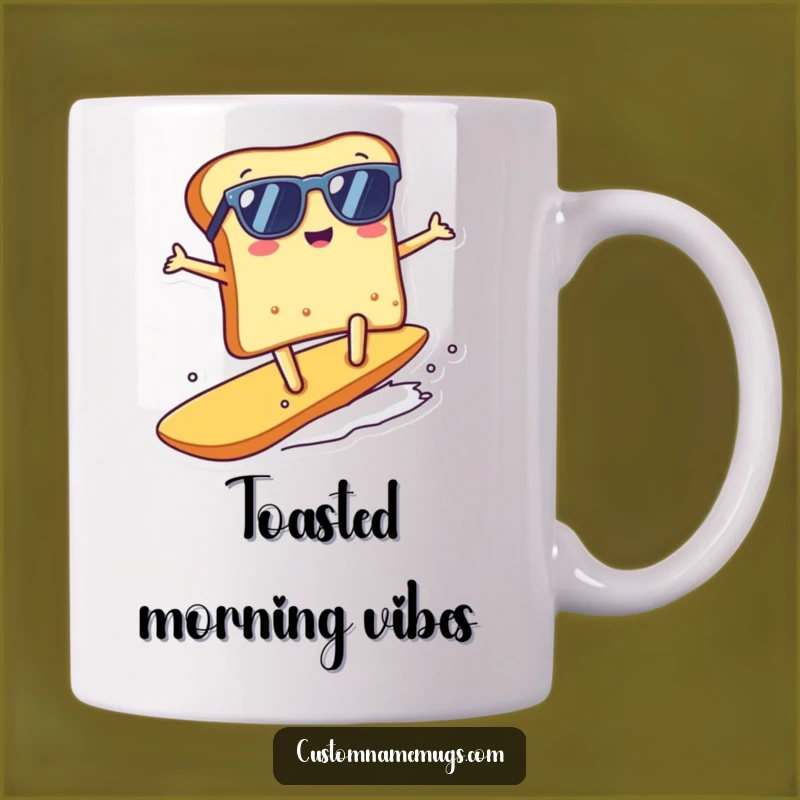 Funny Kawaii Toast Surfing Mug, Hilarious Beach Gift for Breakfast Lovers