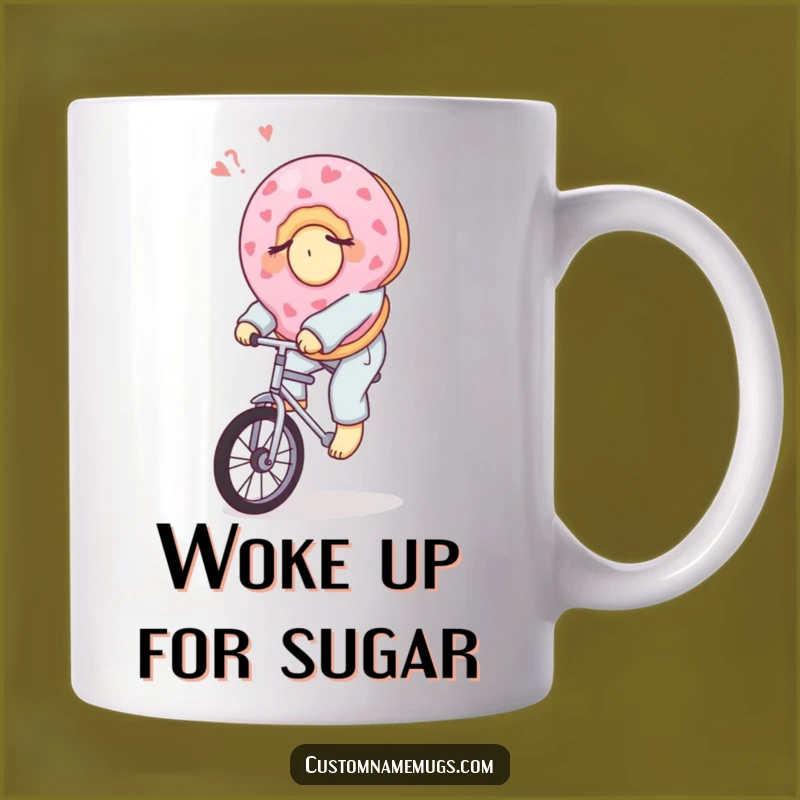Funny Donut Pajama Mug: Sleepy Unicycle Rider for Sweet Mornings