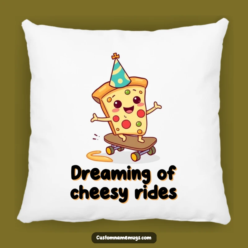 Funny Pizza Skateboarder Pillow: Cozy Slice Shredding Comfort, Ultimate Funny Gift