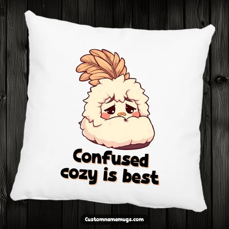 Funny Slipper Pillow: A soft, bewildered fluffy slipper with a feather, providing cozy humor and a charming funny gift.