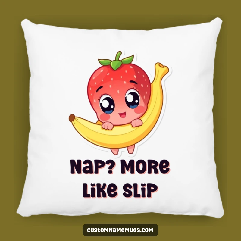 Funny Strawberry Slip Pillow: Cute Slipping Fruit - Hilarious Accent Pillow!