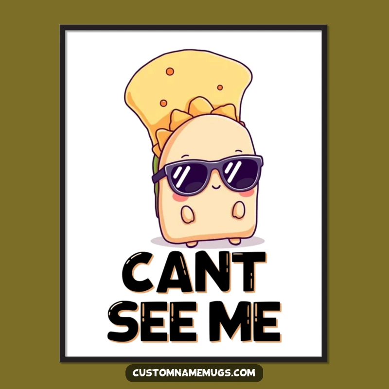 Funny Shy Taco Digital Art: Instant Cool Wall Decor