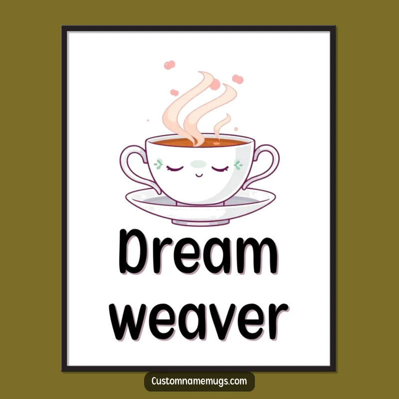 Funny Napping Teacup Digital Art: Dreamy Steam Download, Instant Gift