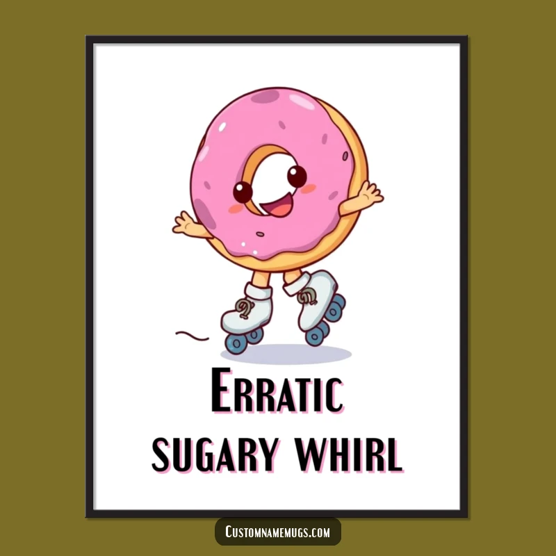 Funny Donut Skate Art Print: Hilarious Decor for a Playful Space