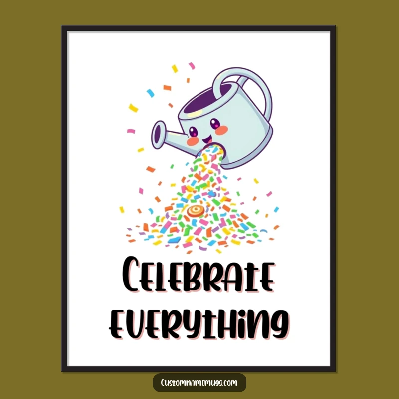 Funny Confetti Watering Can Digital Art: Printable Decor for Instant Celebration