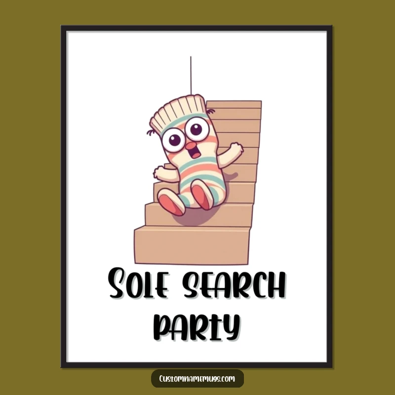 Funny Sock Stair Digital Print: Goofy Character Art - Instant Decor!