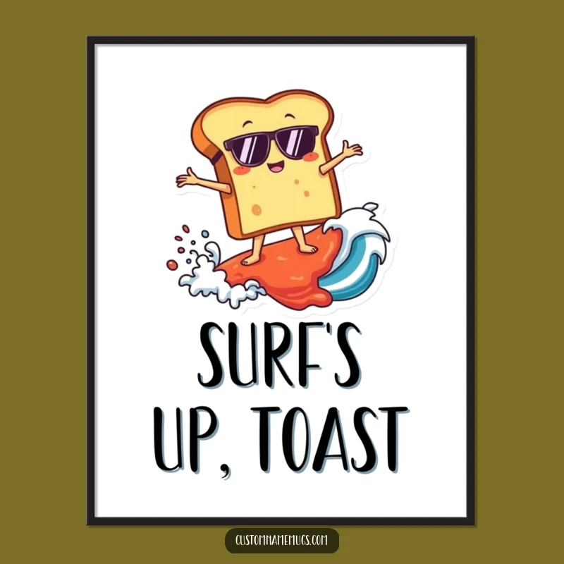 Funny Toast Surfer Digital Print: Instant Epic Jam Wave Art Download