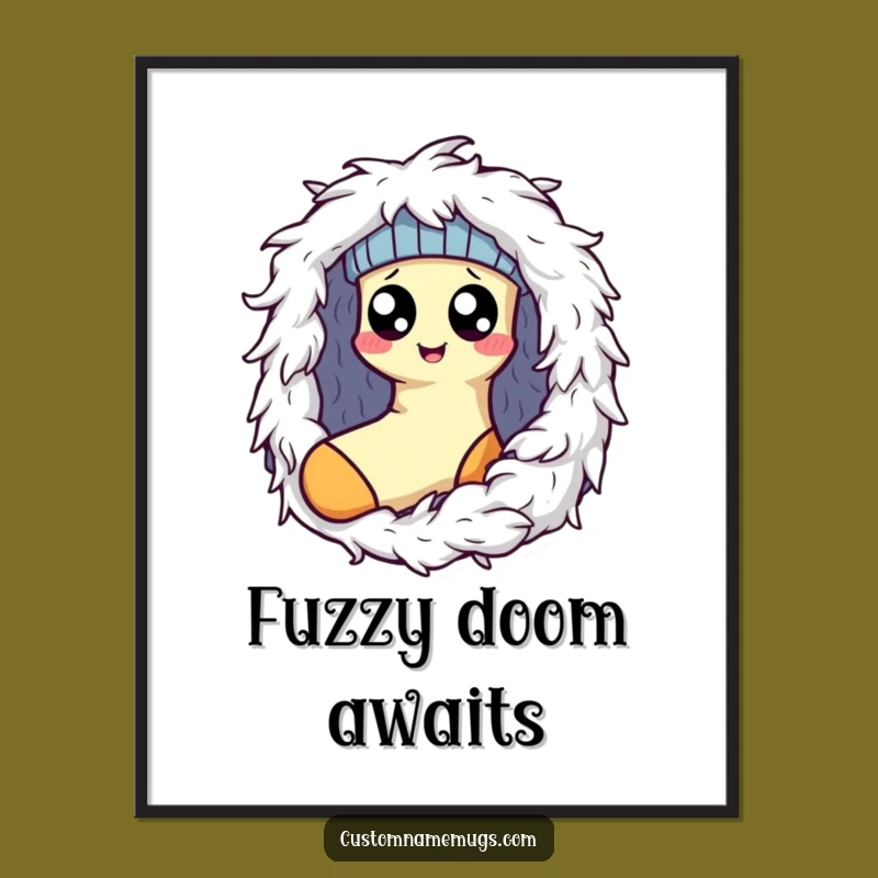 Funny Kawaii Sock Lint Monster Digital Art: Hilarious Printable Wall Decor Gift