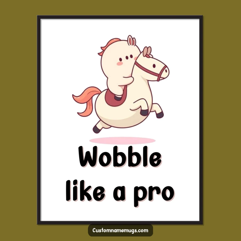 Funny Bouncy Blob Horse Digital Art - Instant Whimsical Wall Decor