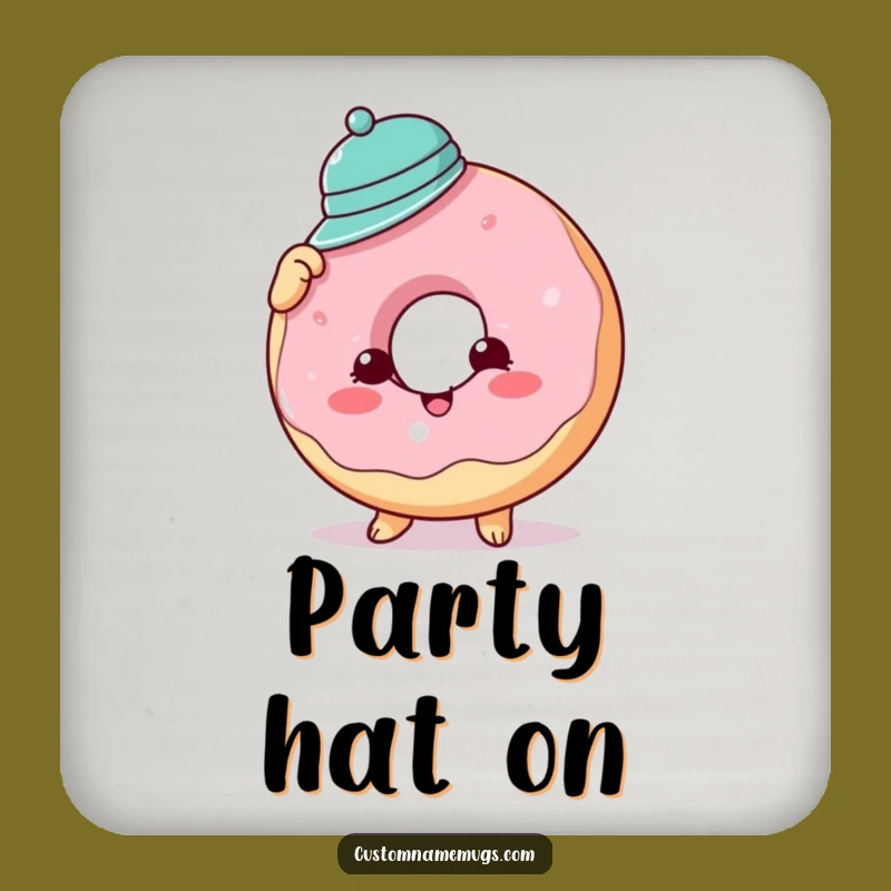 Funny Donut Hat Coaster Set: Protect Surfaces with Hilarious Dessert Art, Perfect Gift