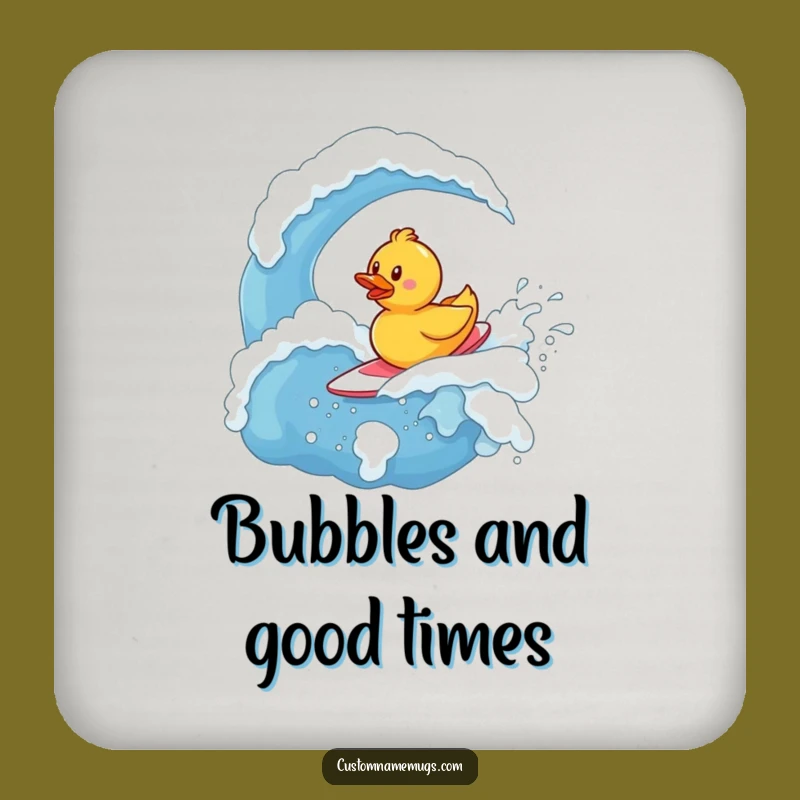 Funny Rubber Ducky Surfer Coaster: Brave Character Drink Protector