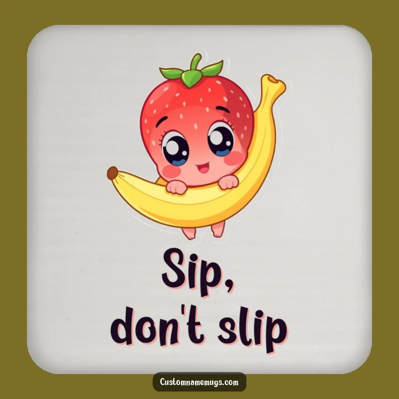 Funny Strawberry Slip Coaster: Cute Fruit Drink Protector - Hilarious Gift!
