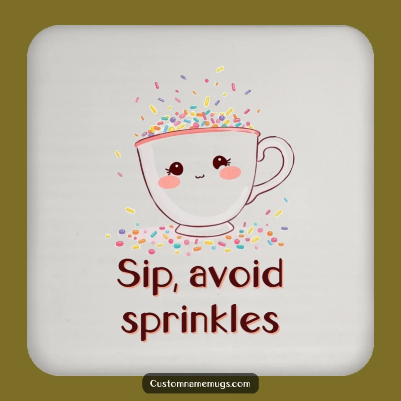Funny Teacup Sprinkle Coaster - Protect Surfaces with Charm