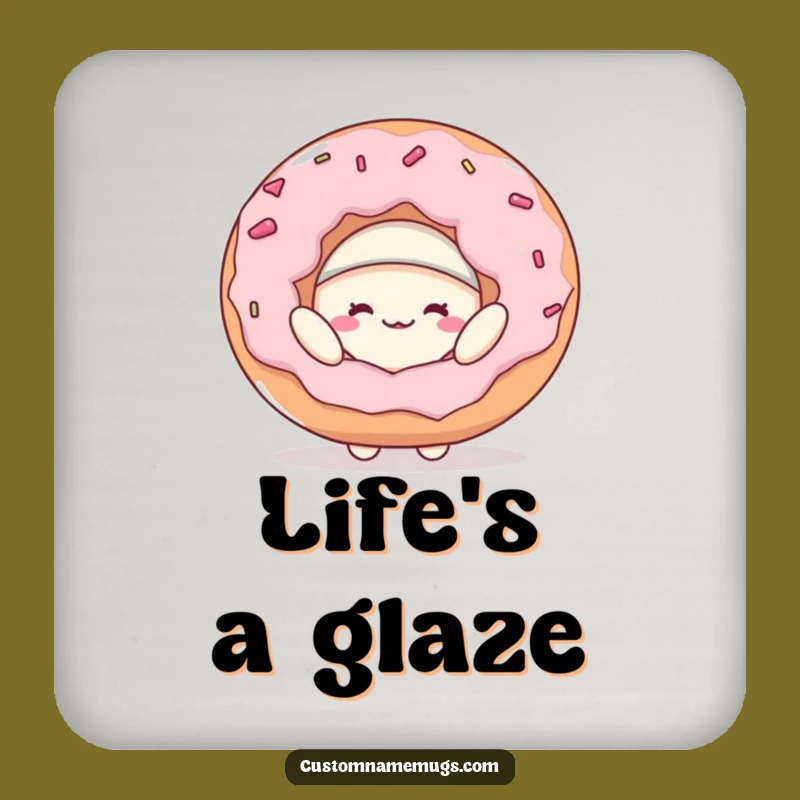 Funny Donut Hat Blob Drink Coaster - Protect Surfaces with Sweet Humor