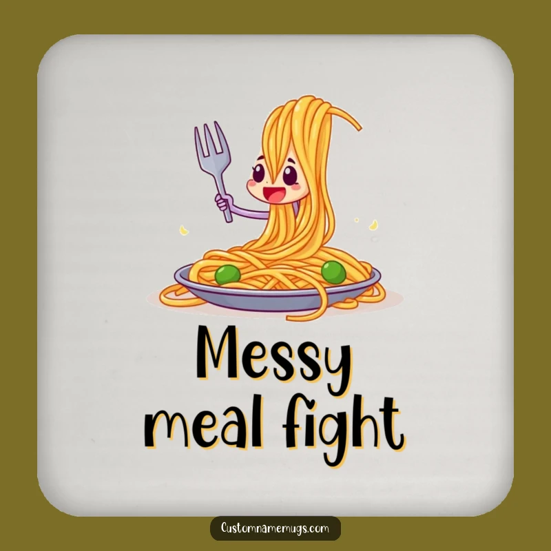 Funny Fork vs Spaghetti Coaster Set: Protect Your Surfaces with Hilarious Kitchen Art