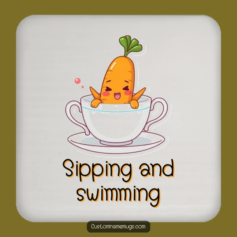 Funny Carrot Teacup Swim Coaster - Hilarious Protection for Your Surfaces Gift!
