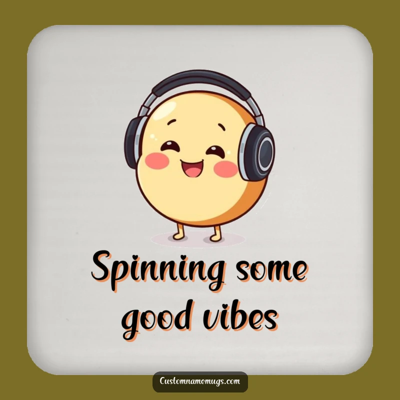 Funny Bread DJ Coaster: Smiling Character Drink Protector for Music Lovers