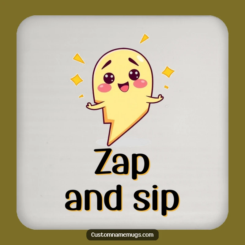Funny Clumsy Lightning Bolt Zapping Himself Coaster - Protect Surfaces with Humor!