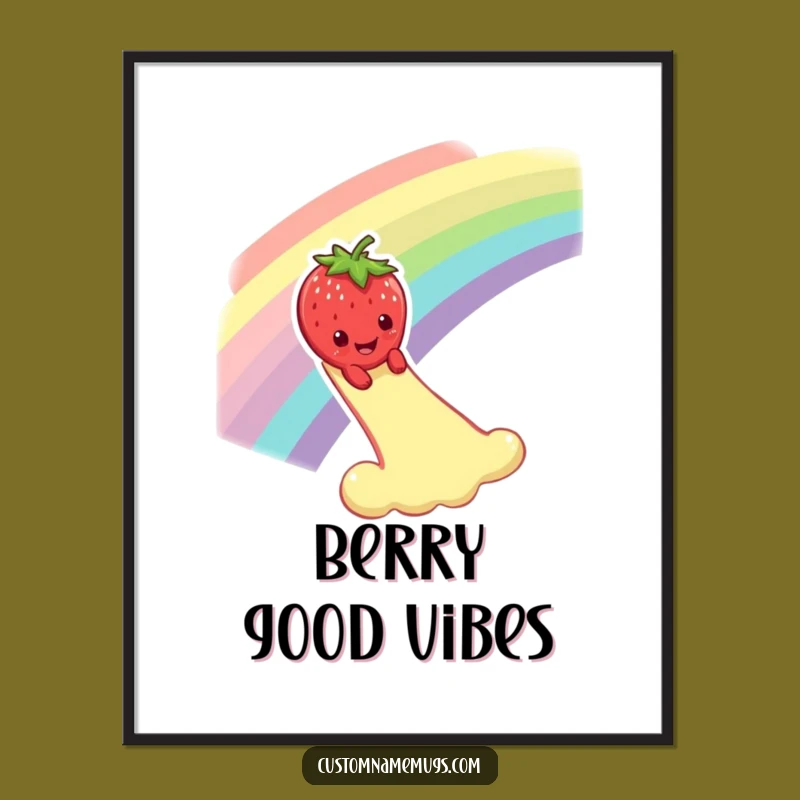 Funny Strawberry Rainbow Poster: Vibrant Fruit Slide Art for Whimsical Decor