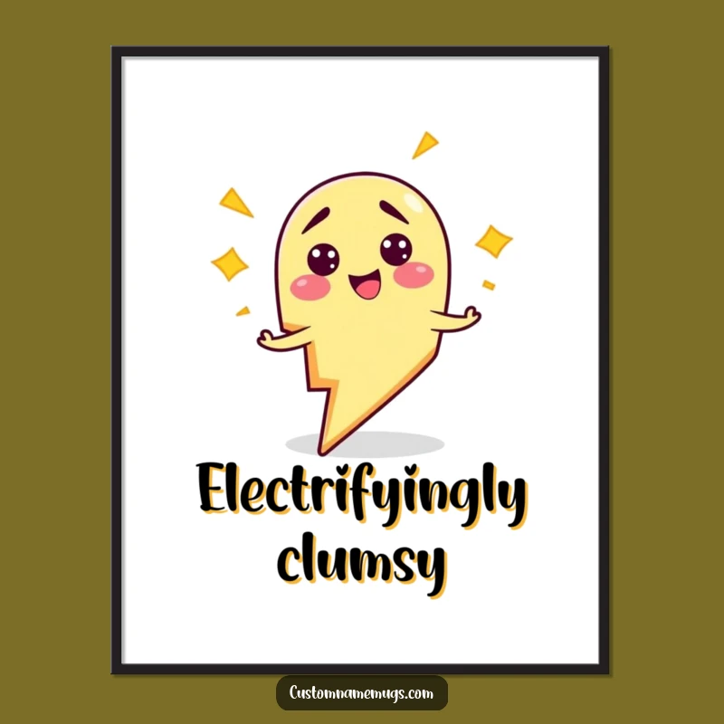 Funny Clumsy Lightning Bolt Zapping Himself Poster - Hilarious Wall Art!