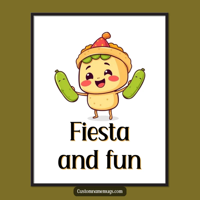 Funny Fiesta Poster: Juggling Taco, Hilarious Wall Decor Gift