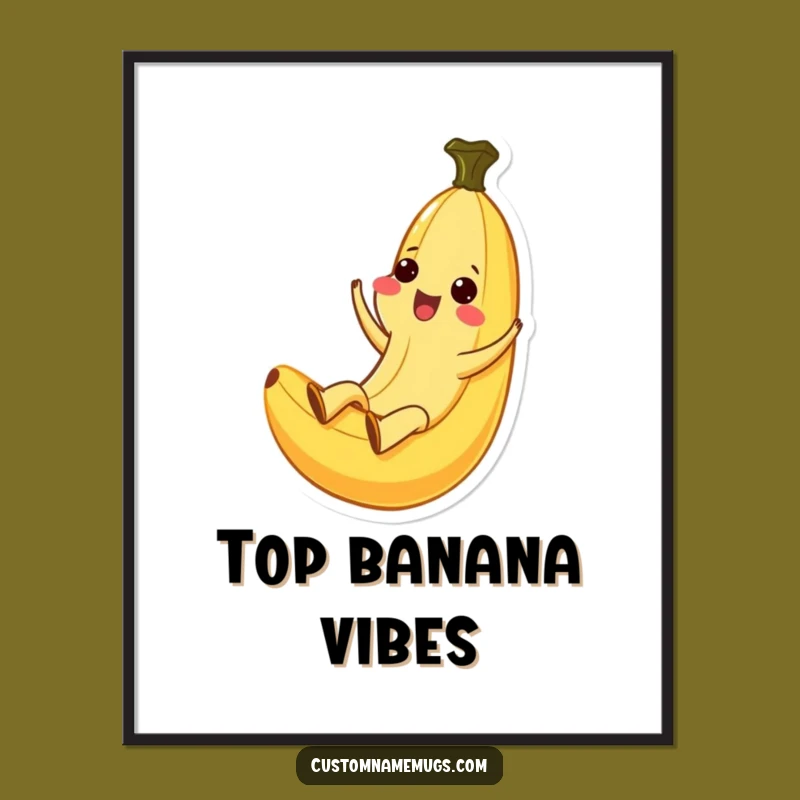 Funny Kawaii Banana Peel Slide Poster: Ecstatic Wall Art, Perfect Gift!