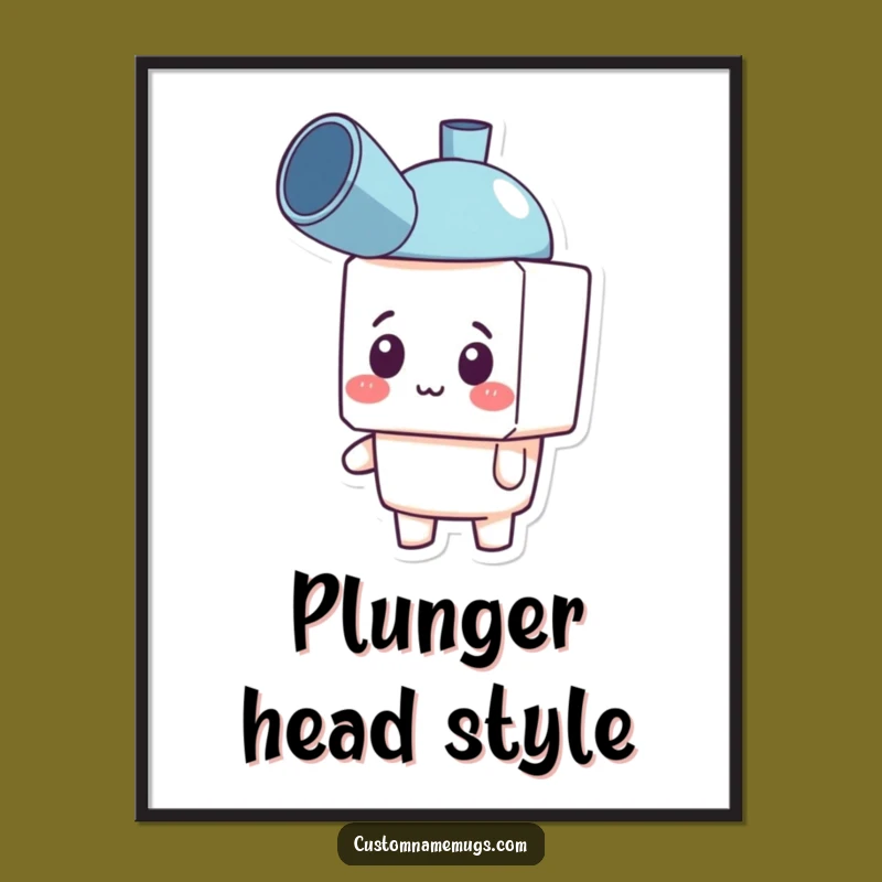 Funny Plunger Hat Poster: Adorn Your Walls with This Blocky Character's Hilarious Art