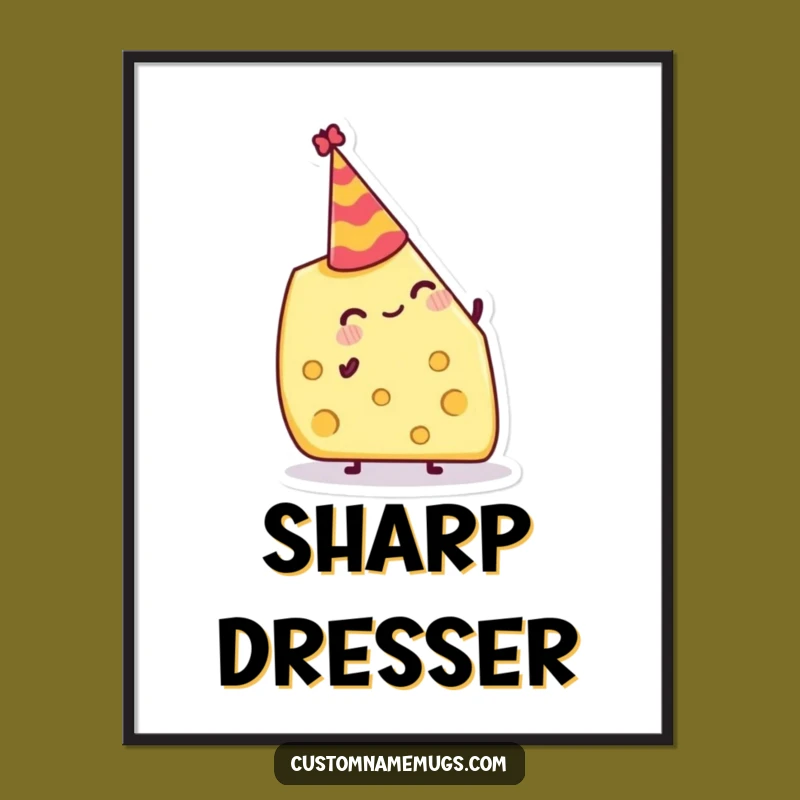 Funny Cheese Hat Poster: Hilarious Party Art for Foodie Spaces