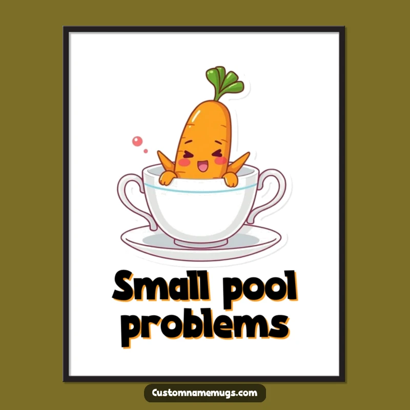 Funny Carrot Teacup Swim Poster - Whimsical Wall Art for Your Home Gift!