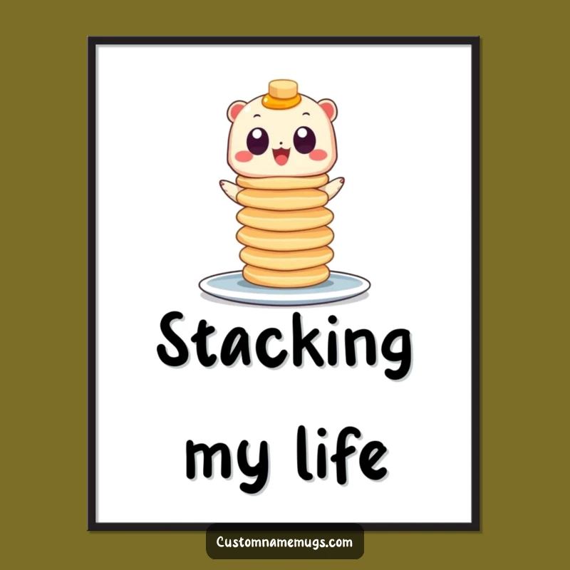 Funny Pancake Creature Poster - Googly Eyed Wall Art for Breakfast Nooks