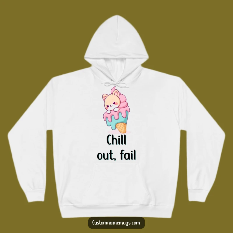 Funny Ice Cream Slip Hoodie - Cozy Animal Character Comedy Wear