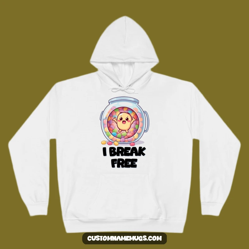 Funny Jellybean Escape Hoodie - Cozy & Comical Candy Lover's Gear Gift!