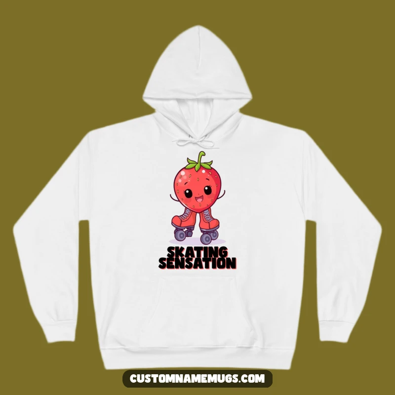 Funny Strawberry Roller Skate Hoodie: Stay Cozy with Comical Berry Vibes