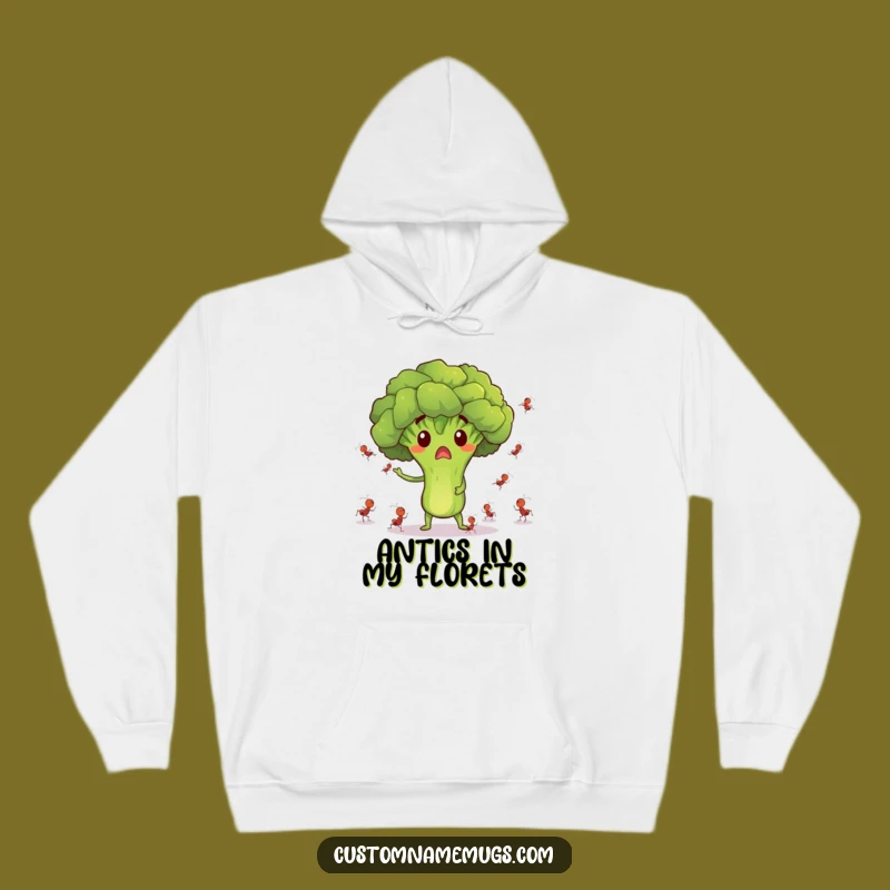 Funny Surprised Broccoli Ant Juggling Hoodie - Cozy & Comical!