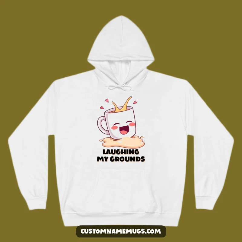 Funny Coffee Spill Laughing Hoodie: Cozy & Hilarious Mug Character Sweatshirt